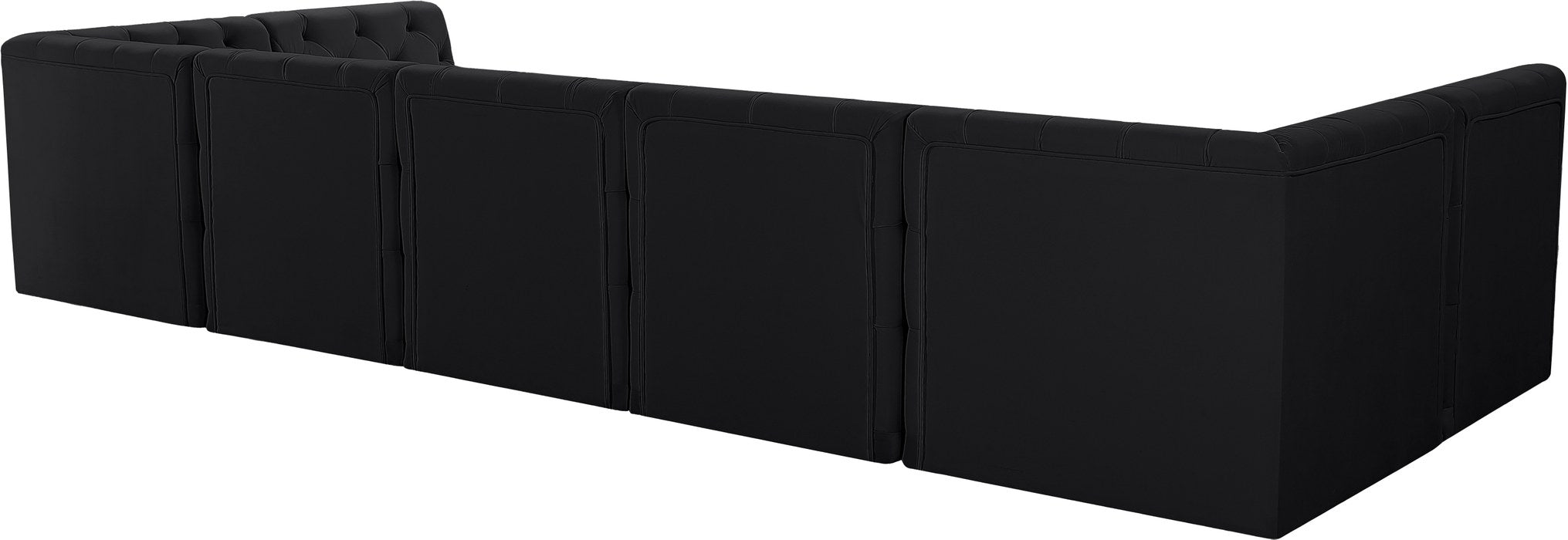 Meridian Furniture - Tuft 157" Black Velvet Upholstered 7pc. Sectional - 680Black-Sec7A - GreatFurnitureDeal