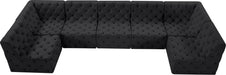 Meridian Furniture - Tuft 157" Black Velvet Upholstered 7pc. Sectional - 680Black-Sec7A - GreatFurnitureDeal