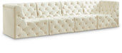 Meridian Furniture - Tuft 128" Cream Velvet Upholstered 4pc. Sofa - 680Cream-S128 - GreatFurnitureDeal