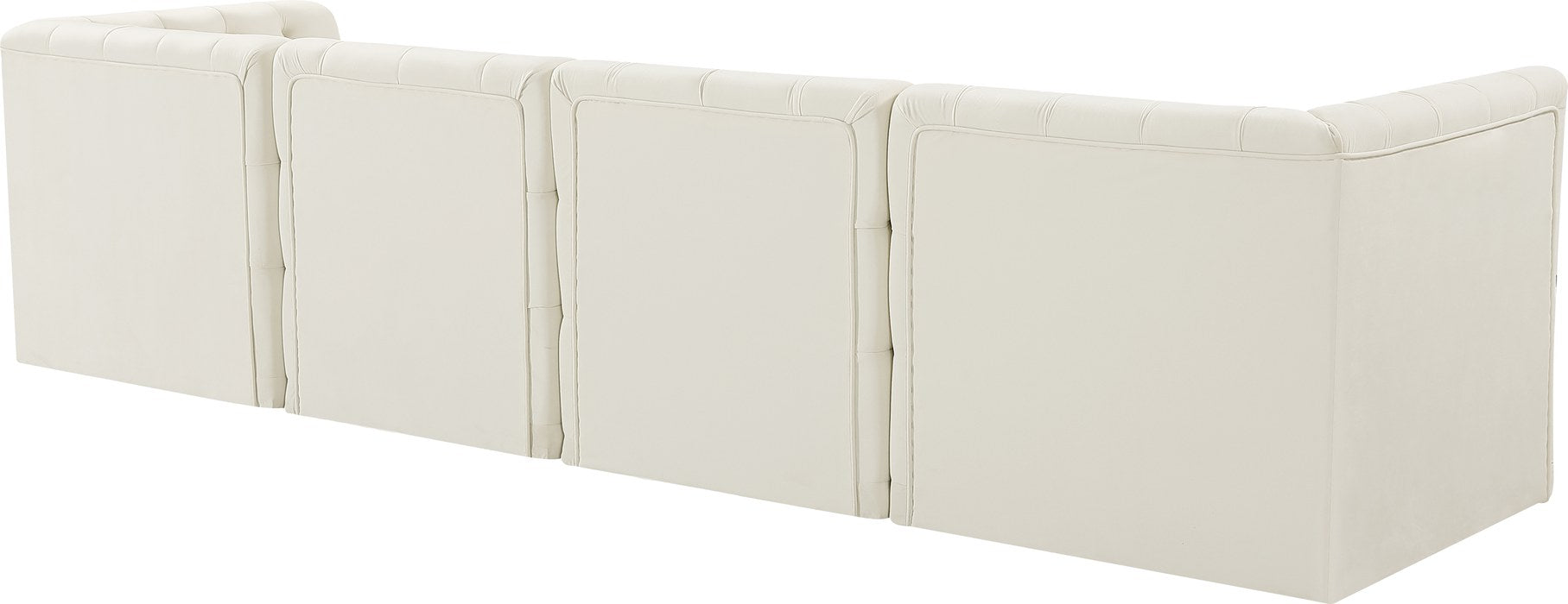 Meridian Furniture - Tuft 128" Cream Velvet Upholstered 4pc. Sofa - 680Cream-S128 - GreatFurnitureDeal