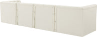 Meridian Furniture - Tuft 128" Cream Velvet Upholstered 4pc. Sofa - 680Cream-S128 - GreatFurnitureDeal