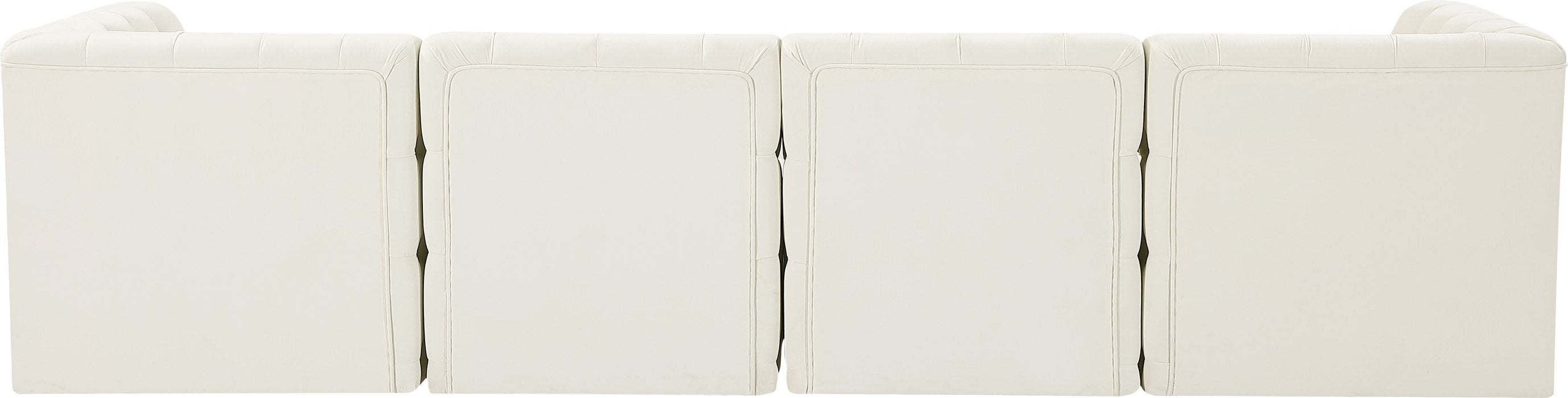 Meridian Furniture - Tuft 128" Cream Velvet Upholstered 4pc. Sofa - 680Cream-S128 - GreatFurnitureDeal