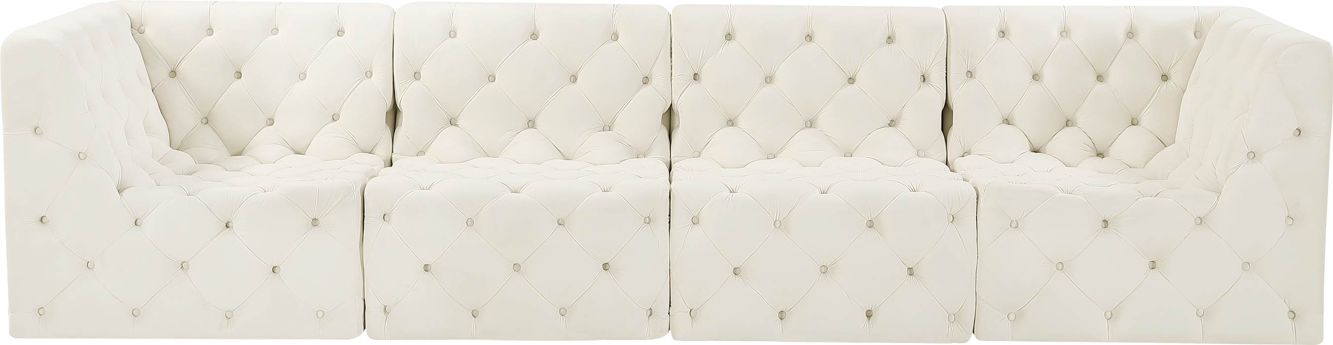 Meridian Furniture - Tuft 128" Cream Velvet Upholstered 4pc. Sofa - 680Cream-S128 - GreatFurnitureDeal