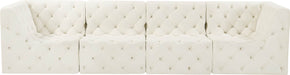 Meridian Furniture - Tuft 128" Cream Velvet Upholstered 4pc. Sofa - 680Cream-S128 - GreatFurnitureDeal