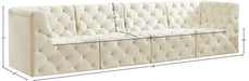 Meridian Furniture - Tuft 128" Cream Velvet Upholstered 4pc. Sofa - 680Cream-S128 - GreatFurnitureDeal