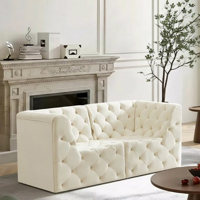 Meridian Furniture - Tuft 70" Cream Velvet Upholstered 2pc. Loveseat - 680Cream-S70 - GreatFurnitureDeal