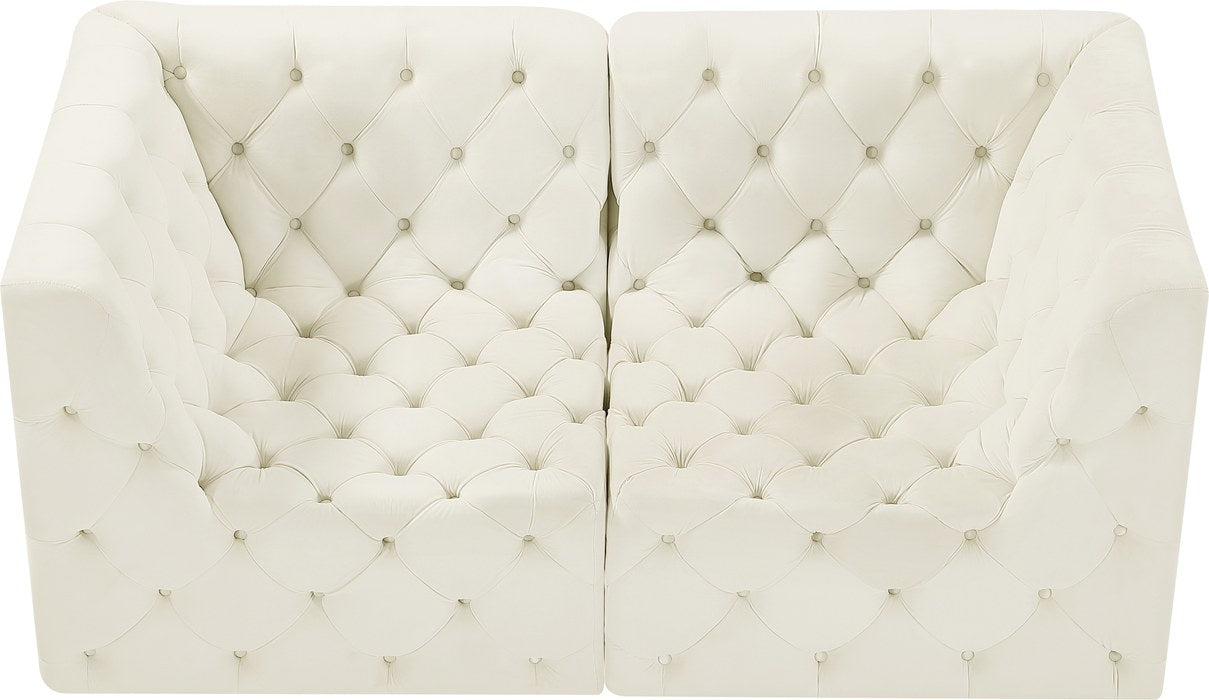 Meridian Furniture - Tuft 70" Cream Velvet Upholstered 2pc. Loveseat - 680Cream-S70 - GreatFurnitureDeal