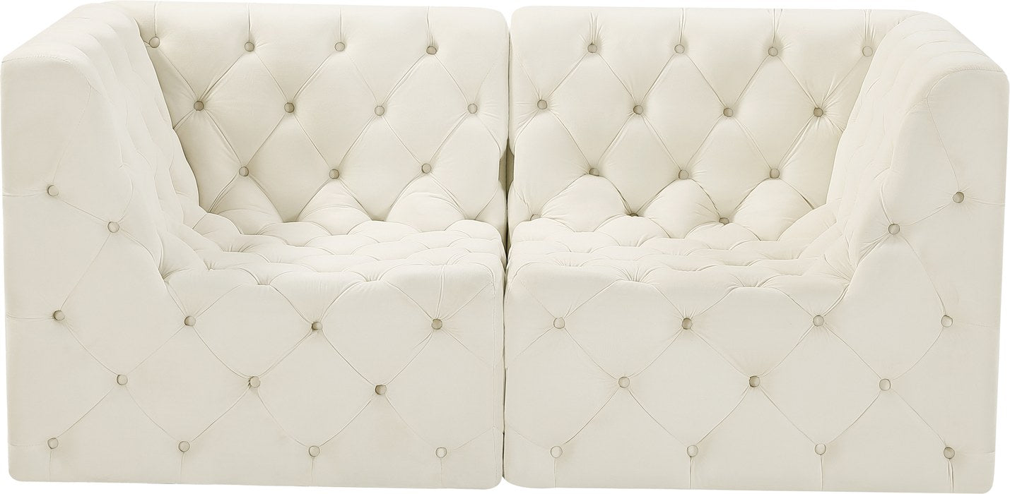 Meridian Furniture - Tuft 70" Cream Velvet Upholstered 2pc. Loveseat - 680Cream-S70 - GreatFurnitureDeal