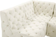 Meridian Furniture - Tuft 93" Cream Velvet Upholstered 5pc. Sectional - 680Cream-Sec5B - GreatFurnitureDeal