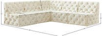 Meridian Furniture - Tuft 93" Cream Velvet Upholstered 5pc. Sectional - 680Cream-Sec5B - GreatFurnitureDeal