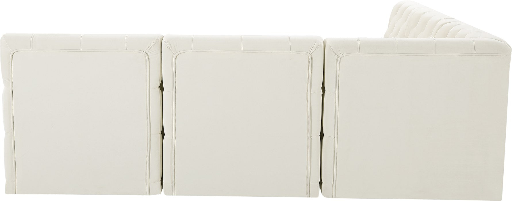 Meridian Furniture - Tuft 93" Cream Velvet Upholstered 5pc. Sectional - 680Cream-Sec5B - GreatFurnitureDeal