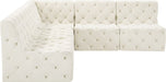 Meridian Furniture - Tuft 93" Cream Velvet Upholstered 5pc. Sectional - 680Cream-Sec5B - GreatFurnitureDeal
