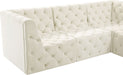 Meridian Furniture - Tuft 93" Cream Velvet Upholstered 5pc. Sectional - 680Cream-Sec5B - GreatFurnitureDeal