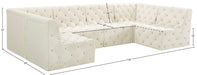 Meridian Furniture - Tuft 128" Cream Velvet Upholstered 6pc. Sectional - 680Cream-Sec6B - GreatFurnitureDeal