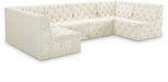 Meridian Furniture - Tuft 128" Cream Velvet Upholstered 6pc. Sectional - 680Cream-Sec6B - GreatFurnitureDeal