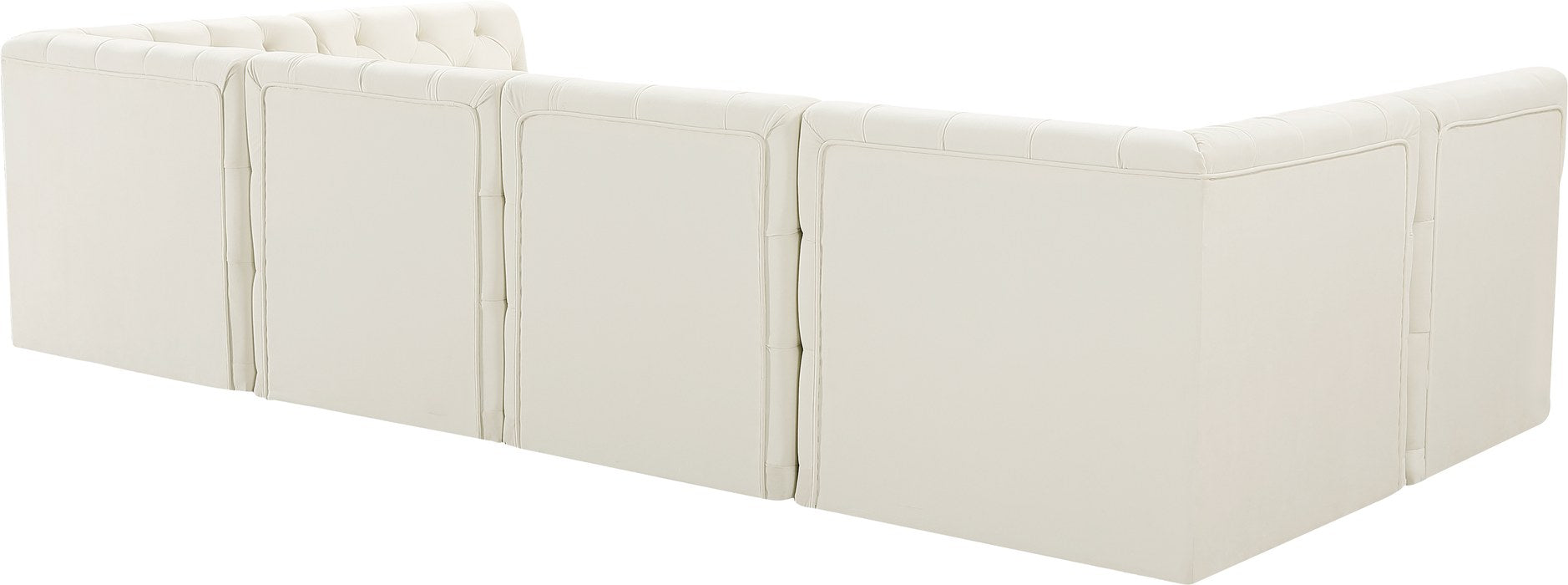 Meridian Furniture - Tuft 128" Cream Velvet Upholstered 6pc. Sectional - 680Cream-Sec6B - GreatFurnitureDeal