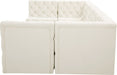 Meridian Furniture - Tuft 128" Cream Velvet Upholstered 6pc. Sectional - 680Cream-Sec6B - GreatFurnitureDeal