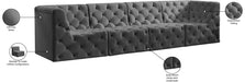 Meridian Furniture - Tuft 128" Grey Velvet Upholstered 4pc. Sofa - 680Grey-S128 - GreatFurnitureDeal