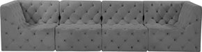 Meridian Furniture - Tuft 128" Grey Velvet Upholstered 4pc. Sofa - 680Grey-S128 - GreatFurnitureDeal