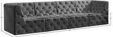 Meridian Furniture - Tuft 128" Grey Velvet Upholstered 4pc. Sofa - 680Grey-S128 - GreatFurnitureDeal