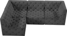 Meridian Furniture - Tuft 99" Grey Velvet Upholstered 4pc. Sectional - 680Grey-Sec4A - GreatFurnitureDeal