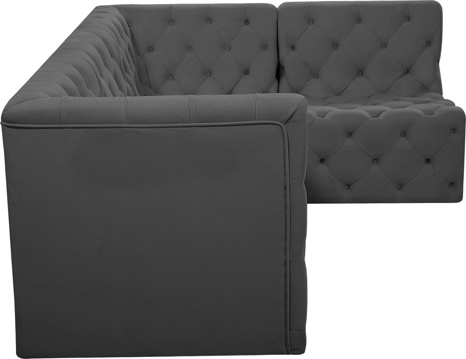 Meridian Furniture - Tuft 99" Grey Velvet Upholstered 4pc. Sectional - 680Grey-Sec4A - GreatFurnitureDeal