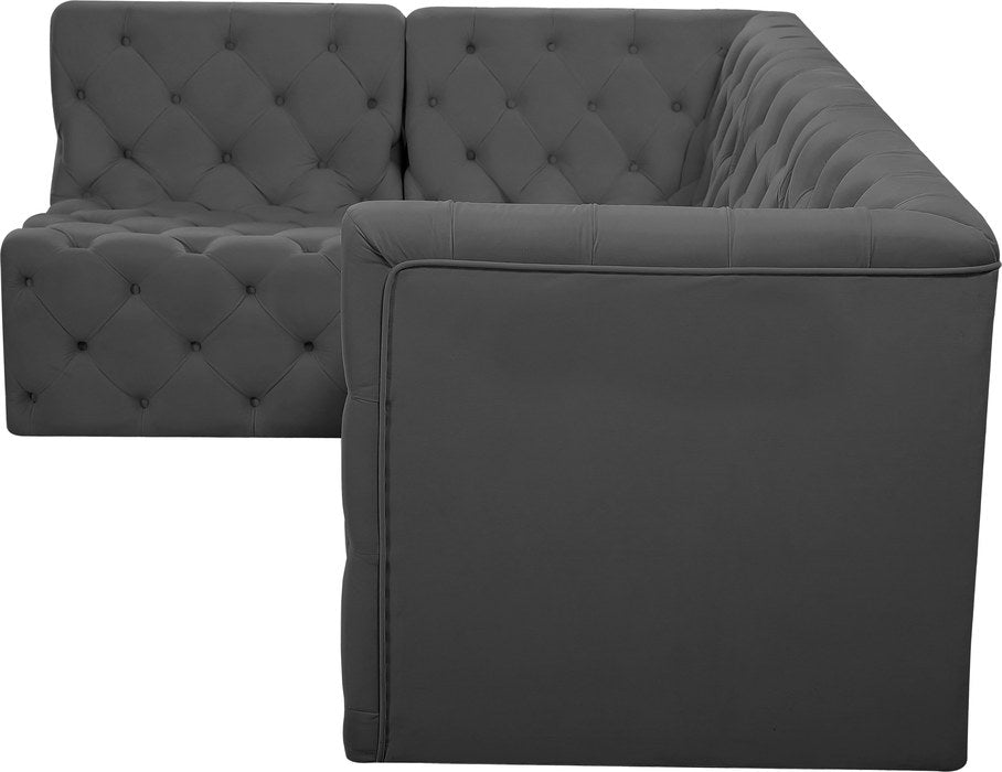 Meridian Furniture - Tuft 99" Grey Velvet Upholstered 4pc. Sectional - 680Grey-Sec4A - GreatFurnitureDeal