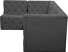 Meridian Furniture - Tuft 99" Grey Velvet Upholstered 4pc. Sectional - 680Grey-Sec4A - GreatFurnitureDeal