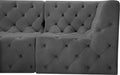 Meridian Furniture - Tuft 99" Grey Velvet Upholstered 4pc. Sectional - 680Grey-Sec4A - GreatFurnitureDeal