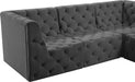 Meridian Furniture - Tuft 99" Grey Velvet Upholstered 4pc. Sectional - 680Grey-Sec4A - GreatFurnitureDeal