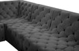Meridian Furniture - Tuft 99" Grey Velvet Upholstered 4pc. Sectional - 680Grey-Sec4A - GreatFurnitureDeal