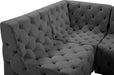 Meridian Furniture - Tuft 99" Grey Velvet Upholstered 4pc. Sectional - 680Grey-Sec4A - GreatFurnitureDeal