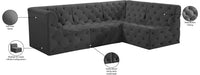 Meridian Furniture - Tuft 99" Grey Velvet Upholstered 4pc. Sectional - 680Grey-Sec4A - GreatFurnitureDeal