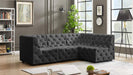 Meridian Furniture - Tuft 99" Grey Velvet Upholstered 4pc. Sectional - 680Grey-Sec4A - GreatFurnitureDeal
