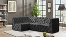 Meridian Furniture - Tuft 99" Grey Velvet Upholstered 4pc. Sectional - 680Grey-Sec4A - GreatFurnitureDeal