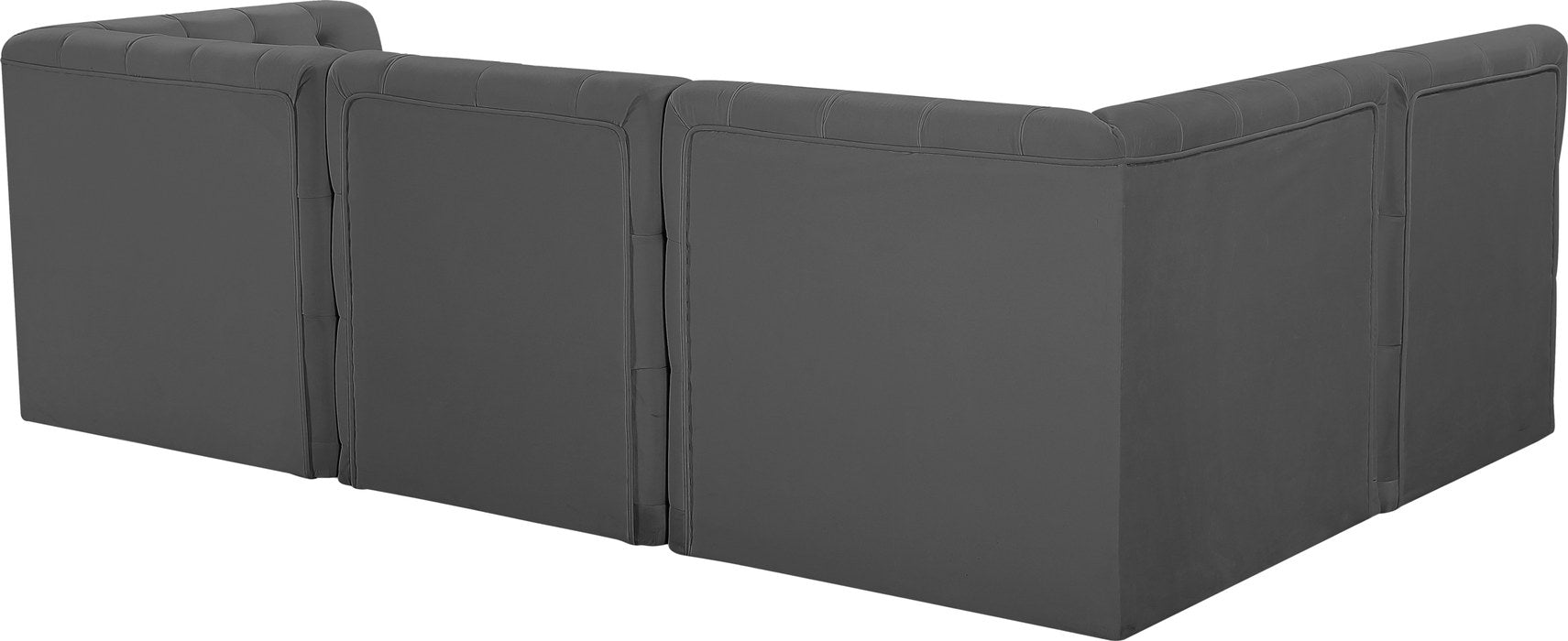 Meridian Furniture - Tuft 99" Grey Velvet Upholstered 4pc. Sectional - 680Grey-Sec4A - GreatFurnitureDeal