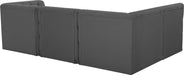 Meridian Furniture - Tuft 99" Grey Velvet Upholstered 4pc. Sectional - 680Grey-Sec4A - GreatFurnitureDeal