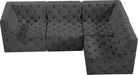 Meridian Furniture - Tuft 99" Grey Velvet Upholstered 4pc. Sectional - 680Grey-Sec4A - GreatFurnitureDeal