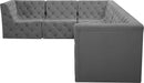 Meridian Furniture - Tuft 128" Grey Velvet Upholstered 6pc. Sectional - 680Grey-Sec6A - GreatFurnitureDeal