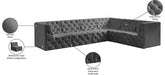 Meridian Furniture - Tuft 128" Grey Velvet Upholstered 6pc. Sectional - 680Grey-Sec6A - GreatFurnitureDeal