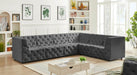 Meridian Furniture - Tuft 128" Grey Velvet Upholstered 6pc. Sectional - 680Grey-Sec6A - GreatFurnitureDeal