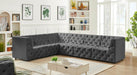 Meridian Furniture - Tuft 128" Grey Velvet Upholstered 6pc. Sectional - 680Grey-Sec6A - GreatFurnitureDeal