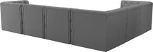 Meridian Furniture - Tuft 128" Grey Velvet Upholstered 6pc. Sectional - 680Grey-Sec6A - GreatFurnitureDeal