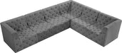Meridian Furniture - Tuft 128" Grey Velvet Upholstered 6pc. Sectional - 680Grey-Sec6A - GreatFurnitureDeal