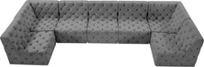 Meridian Furniture - Tuft 157" Grey Velvet Upholstered 7pc. Sectional - 680Grey-Sec7A - GreatFurnitureDeal