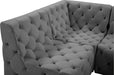 Meridian Furniture - Tuft 186" Grey Velvet Upholstered 7pc. Sectional - 680Grey-Sec7B - GreatFurnitureDeal