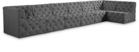 Meridian Furniture - Tuft 186" Grey Velvet Upholstered 7pc. Sectional - 680Grey-Sec7B - GreatFurnitureDeal