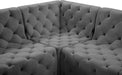 Meridian Furniture - Tuft 186" Grey Velvet Upholstered 7pc. Sectional - 680Grey-Sec7B - GreatFurnitureDeal