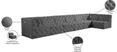 Meridian Furniture - Tuft 186" Grey Velvet Upholstered 7pc. Sectional - 680Grey-Sec7B - GreatFurnitureDeal