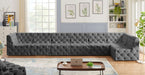 Meridian Furniture - Tuft 186" Grey Velvet Upholstered 7pc. Sectional - 680Grey-Sec7B - GreatFurnitureDeal